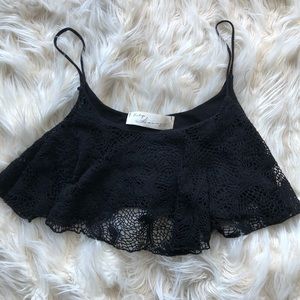Vintage Havana Black Crochet Crop Top